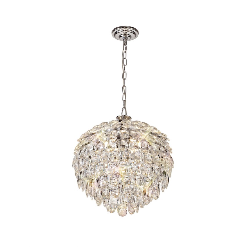 Photograph: Diyas IL32801 Coniston Polished Chrome 6 Light Crystal Pendant