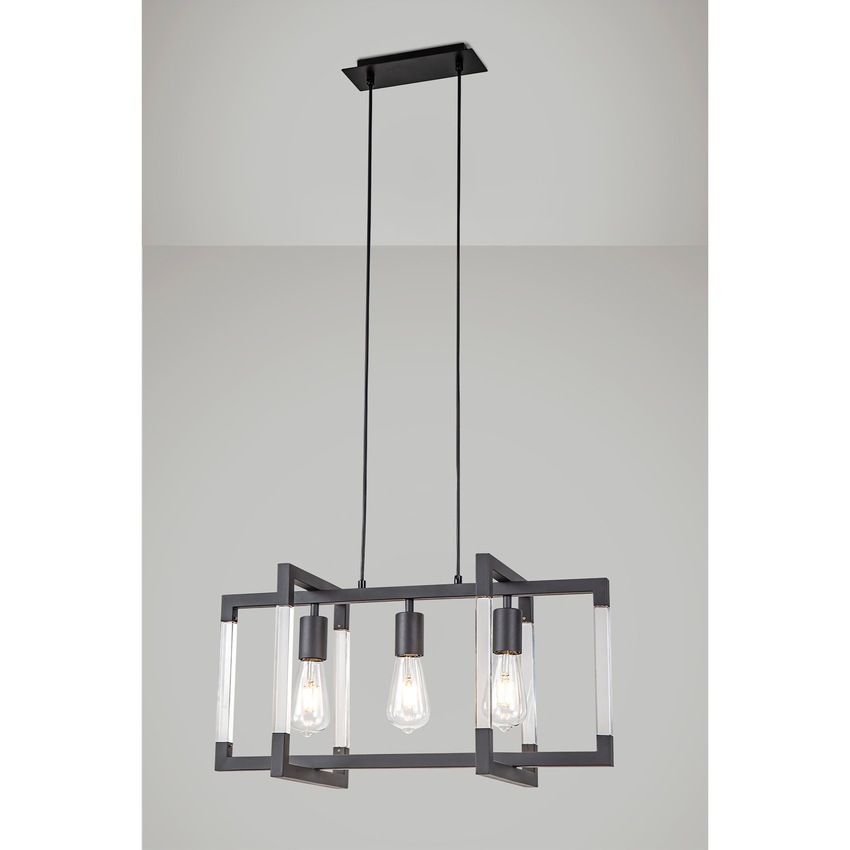 Photograph: Diyas IL32852Canto Rectangular 3 Light Linear Graphite Pendant