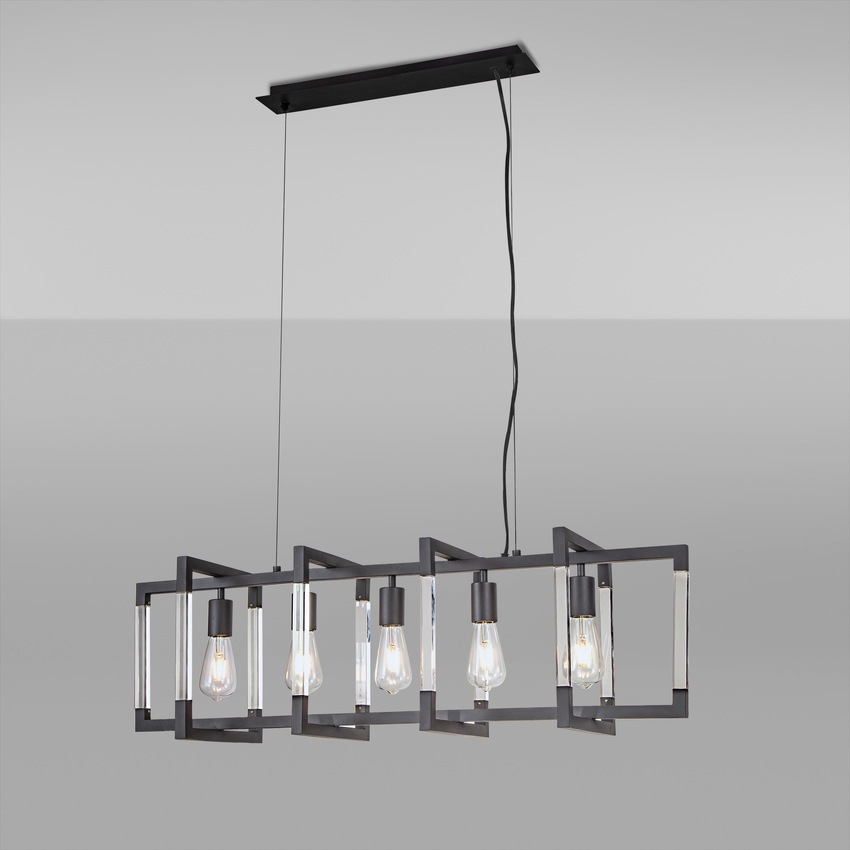 Photograph: Diyas IL32853 Canto Rectangular 5 Light Linear Graphite Pendant