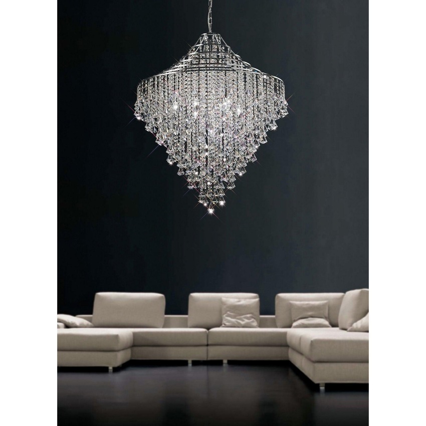 Photograph: Diyas Inina IL30773 Polished Chrome 9 Light Crystal Pendant