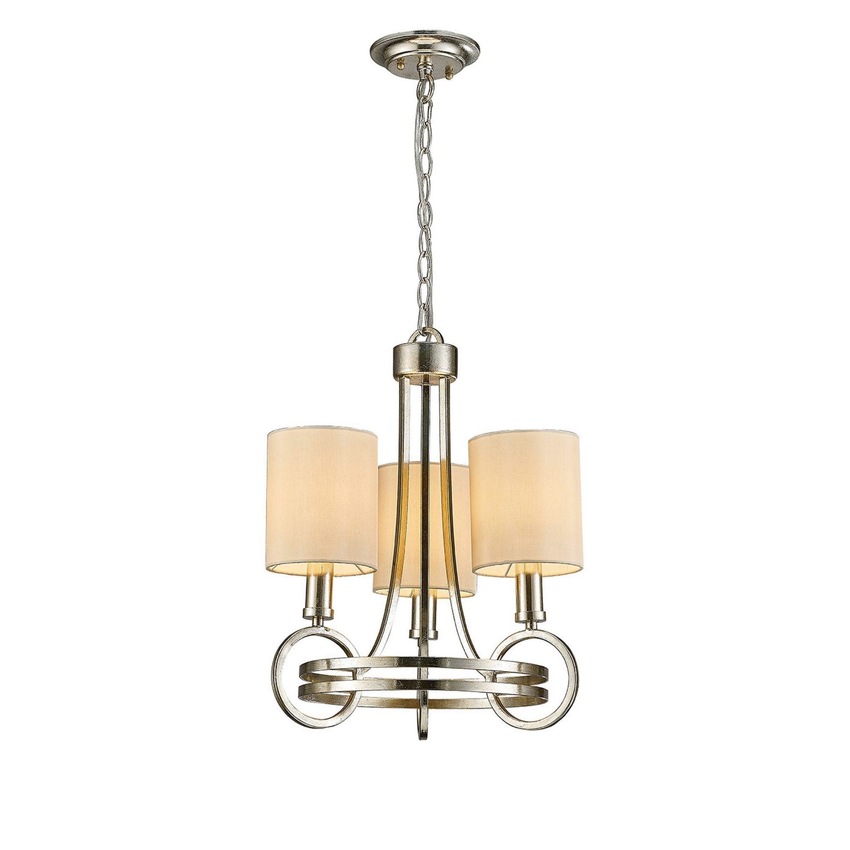 Photograph: Diyas Isabella IL31701 Antique Silver 3 Light Chandelier Complete With Beige Shades