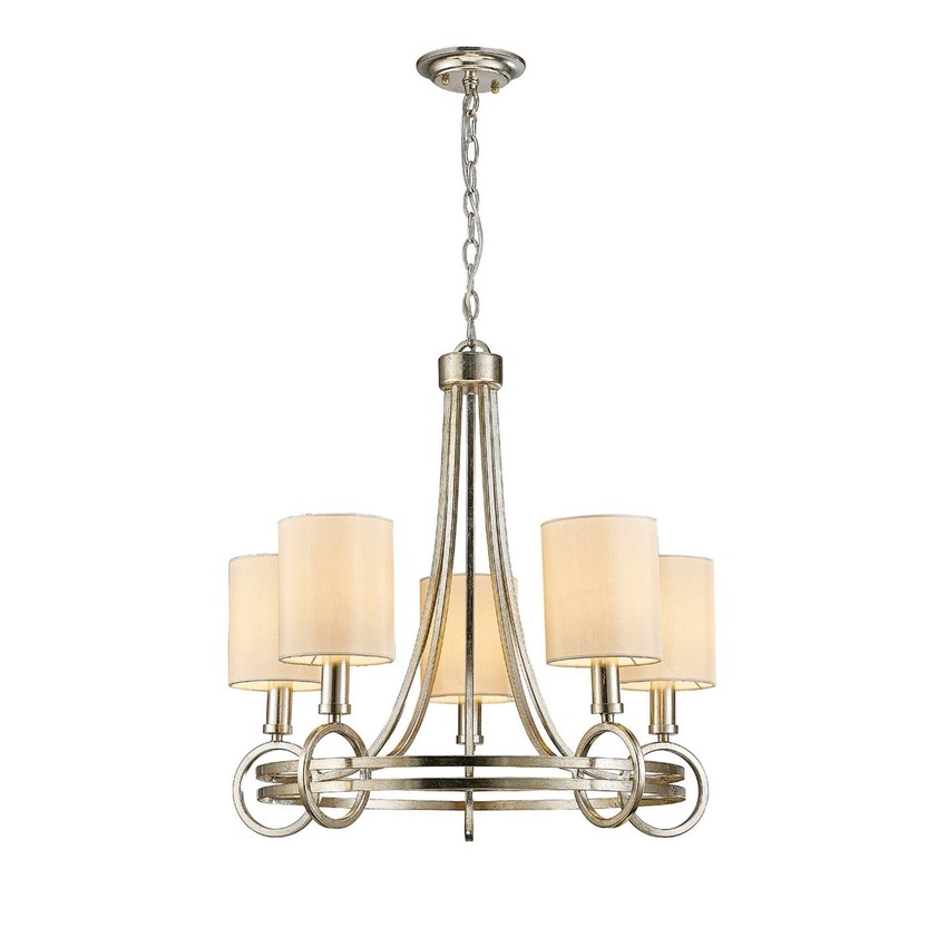 Photograph: Diyas Isabella IL31702 Antique Silver 5 Light Chandelier Complete With Beige Shades