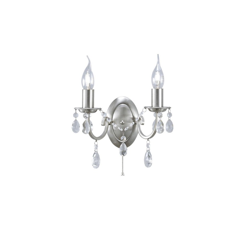 Photograph: Diyas Kyra IL30972 Satin Nickel 2 Light Crystal Wall Light