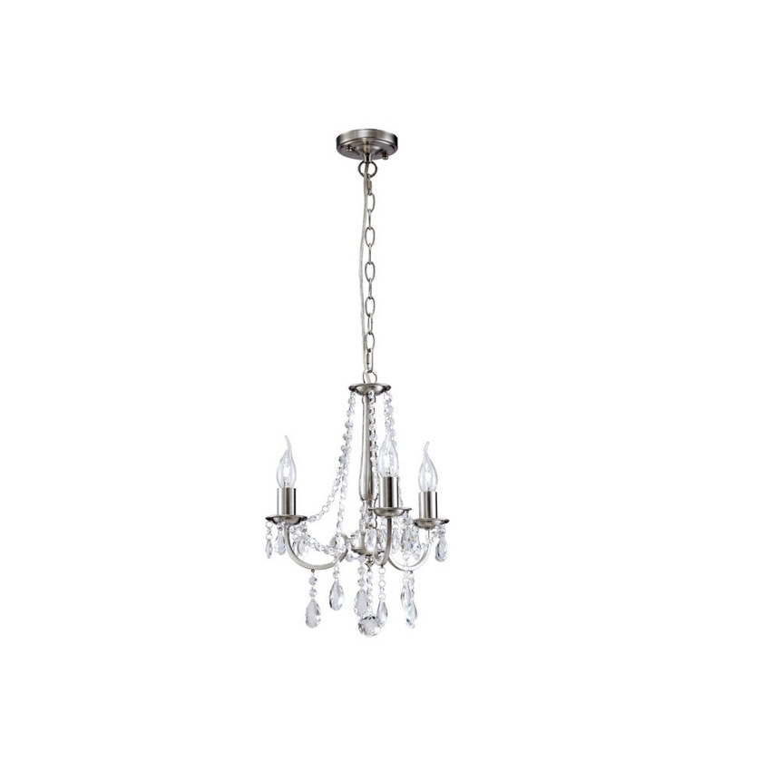 Photograph: Diyas Kyra IL30973 Satin Nickel 3 Light Crystal Chandelier