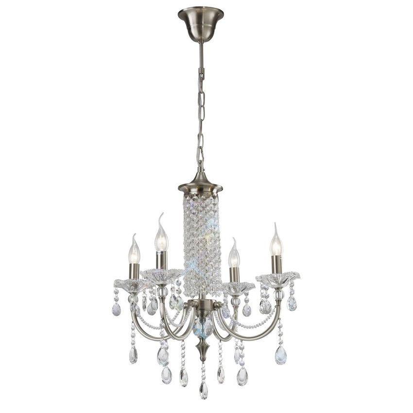 Photograph: Diyas Leana IL32084 Satin Nickel 4 Light Crystal Chandelier