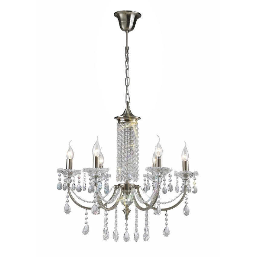 Photograph: Diyas Leana IL32086 Satin Nickel 6 Light Crystal Chandelier