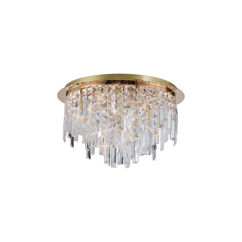 Photograph: Diyas Maddison French Gold 6 Light Round Flush Crystal Ceiling Light - IL31811