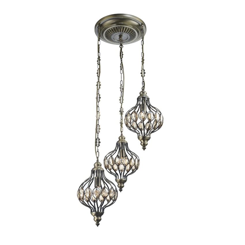 Photograph: Diyas Marisa IL31572 Antique Brass 3 Light Crystal Pendant