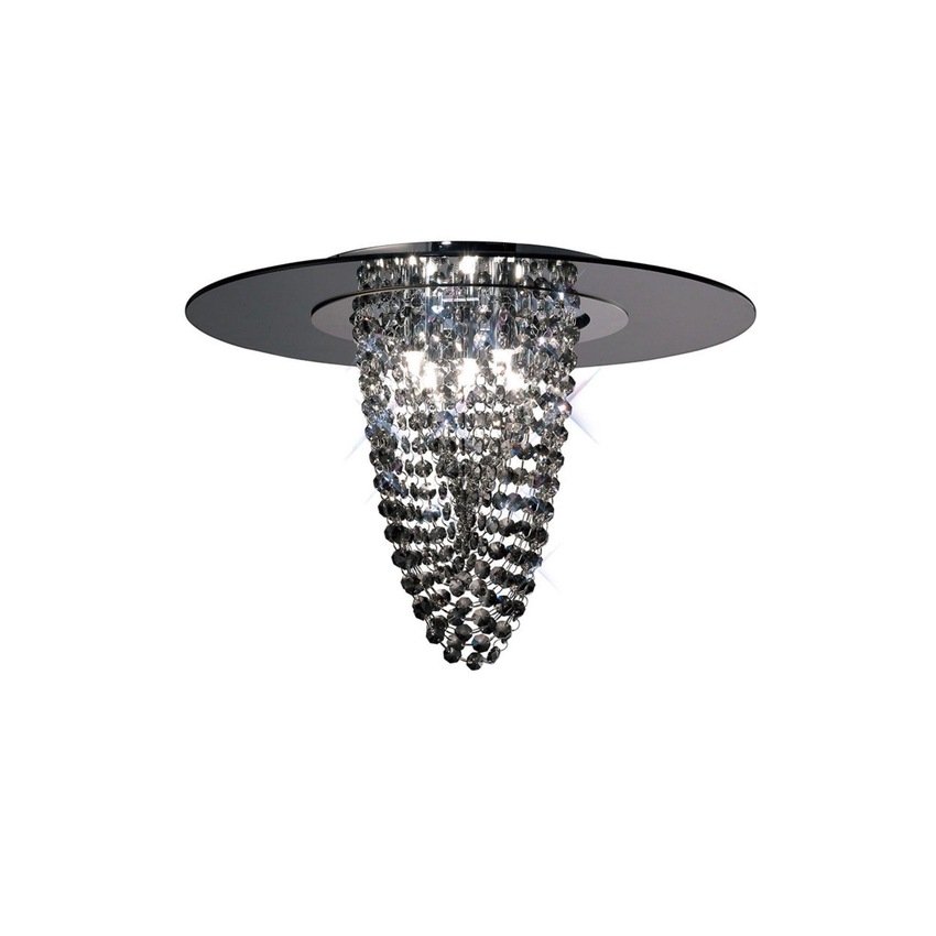 Photograph: Diyas Oberon IL31461 Polished Chrome/Smoked Mirror 5 Light Flush Crystal Ceiling Light