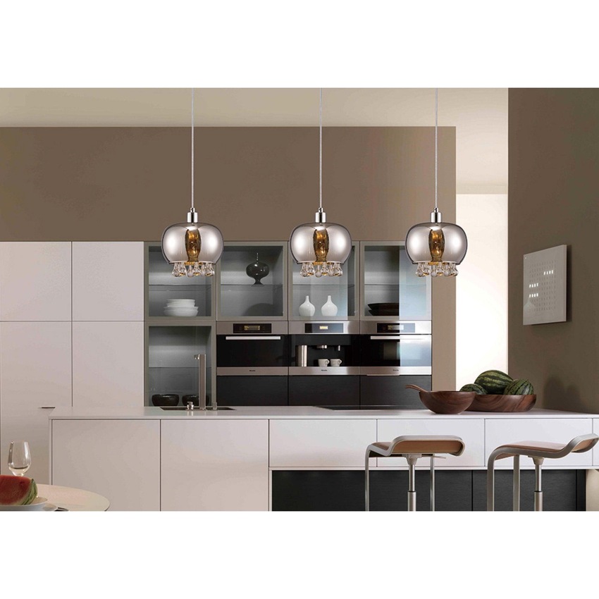 Photograph: Diyas Pandora IL31602 Polished Chrome 3 Light Linear Bar Pendant