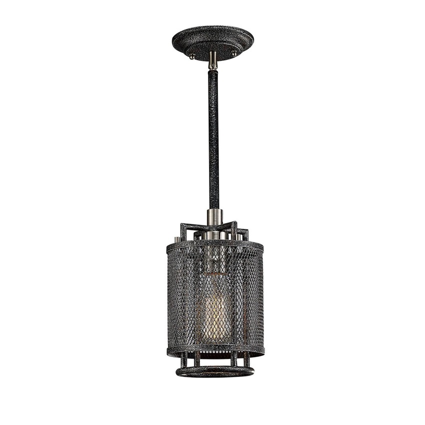 Photograph: Diyas Parker IL31691 Weathered Zinc/Brushed Nickel Single Pendant