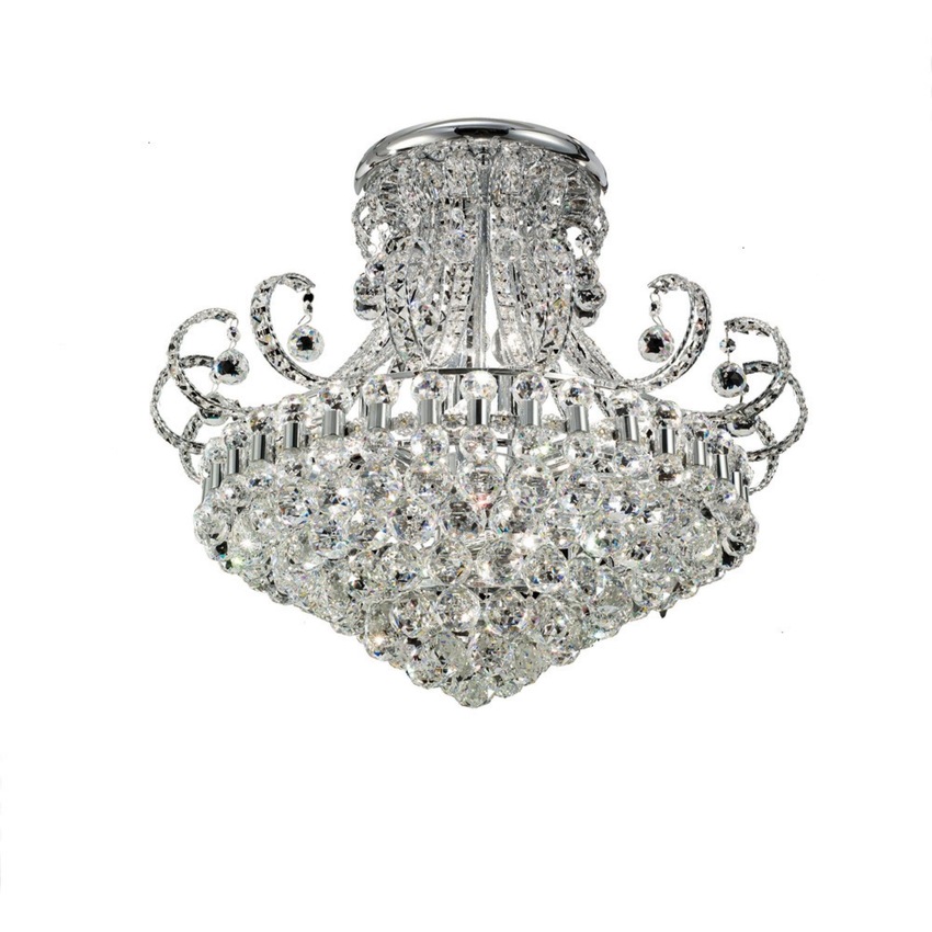 Photograph: Diyas Pearl IL30027 Polished Chrome 12 Light Semi Flush Crystal Ceiling Light