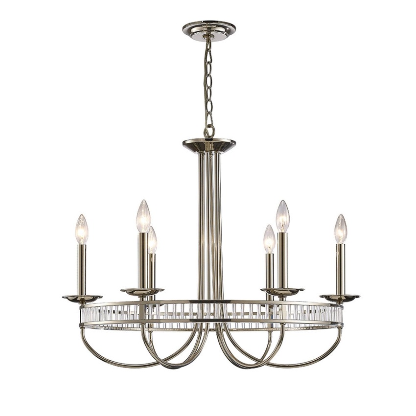 Photograph: Diyas Saskia IL31705 Polished Nickel 6 Light Crystal Chandelier