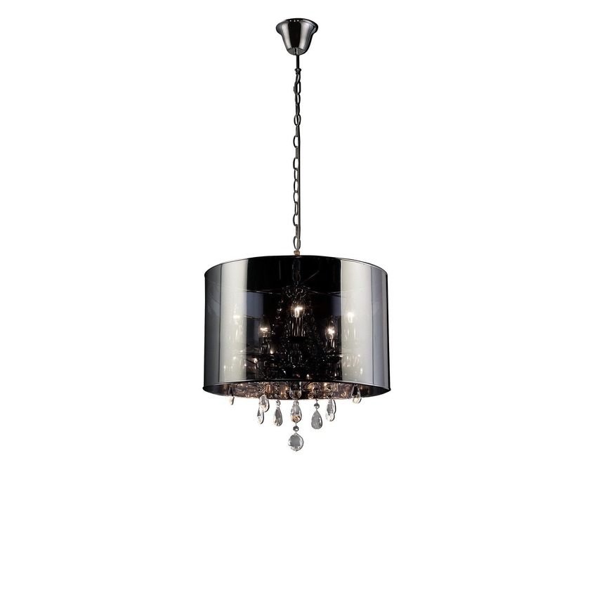 Photograph: Diyas Trace IL30461 Polished Chrome 5 Light Crystal Pendant With Smoked Shade