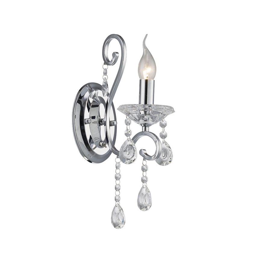 Photograph: Diyas Vela IL31361 Polished Chrome 1 Light Crystal Wall Light