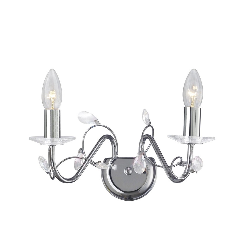 Photograph: Diyas Willow IL31212 Polished Chrome 2 Light Crystal Wall Light - Fitting Only