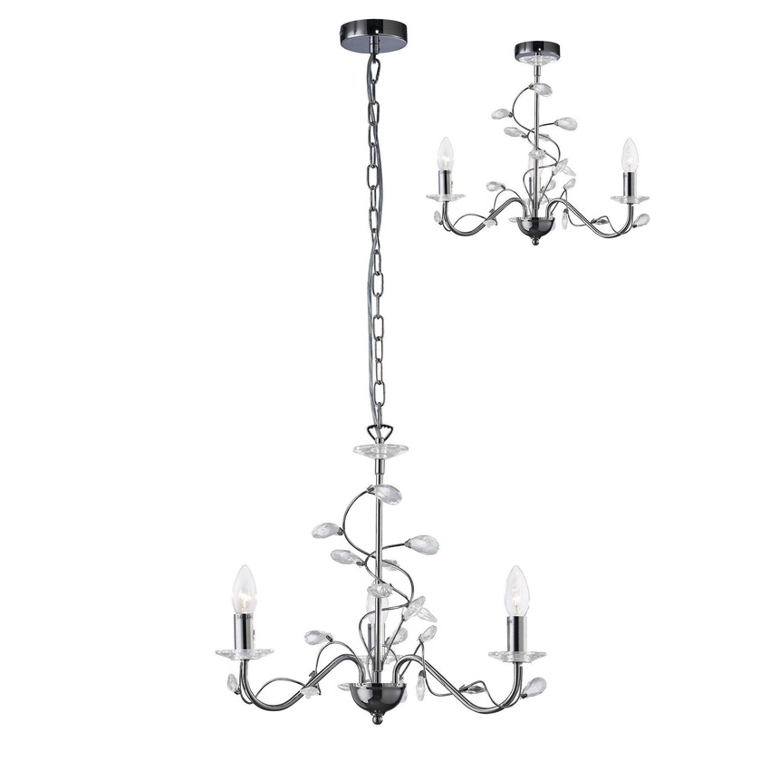 Photograph: Diyas Willow IL31213 Polished Chrome 3 Light Crystal Chandelier - Fitting Only
