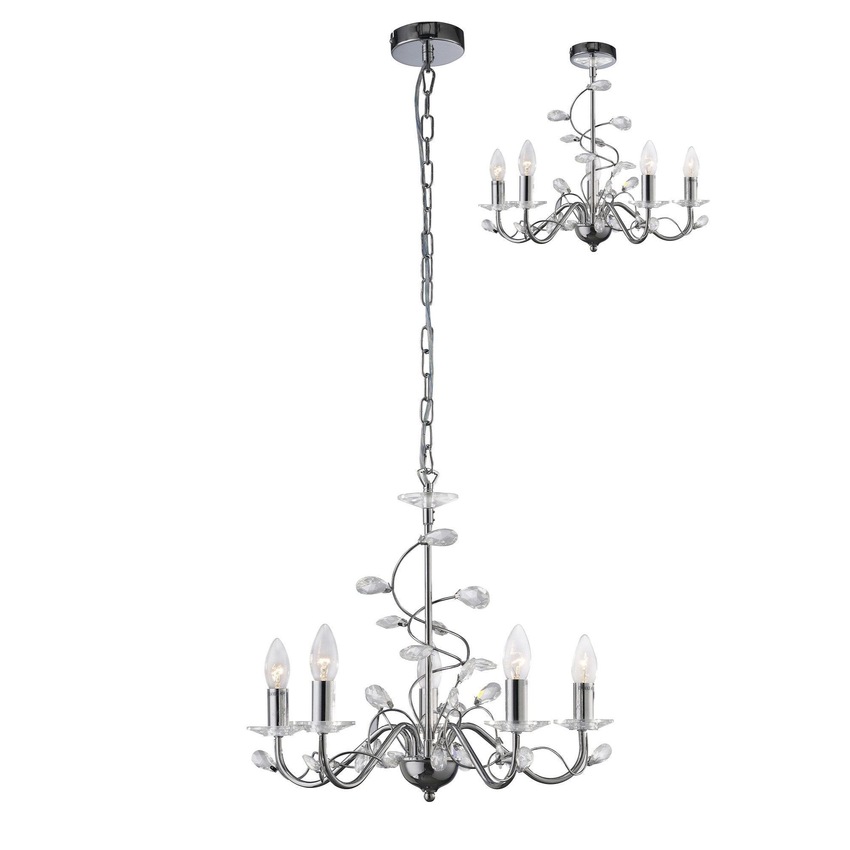 Photograph: Diyas Willow IL31215 Polished Chrome 5 Light Crystal Chandelier