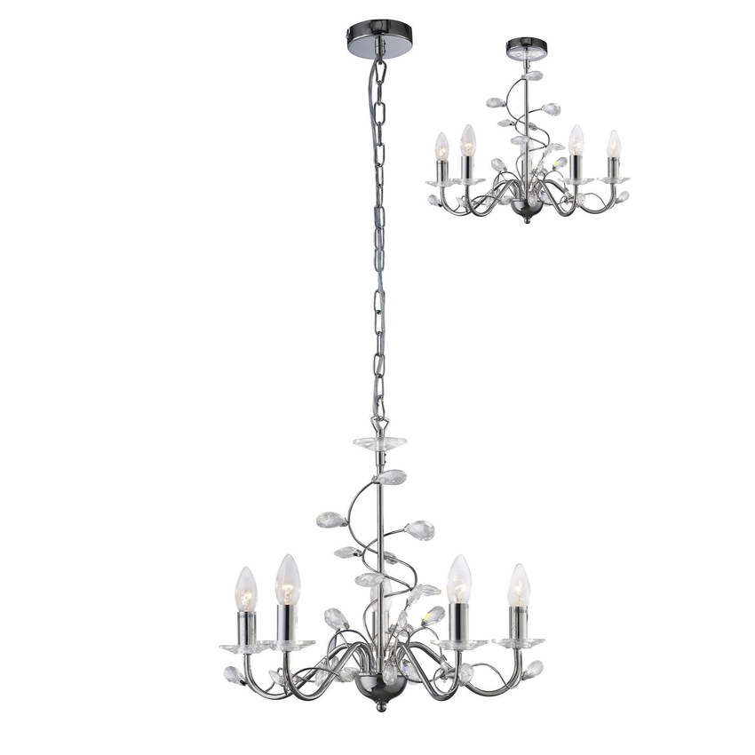 Photograph: Diyas Willow IL31215 Polished Chrome 5 Light Crystal Chandelier - Fitting Only