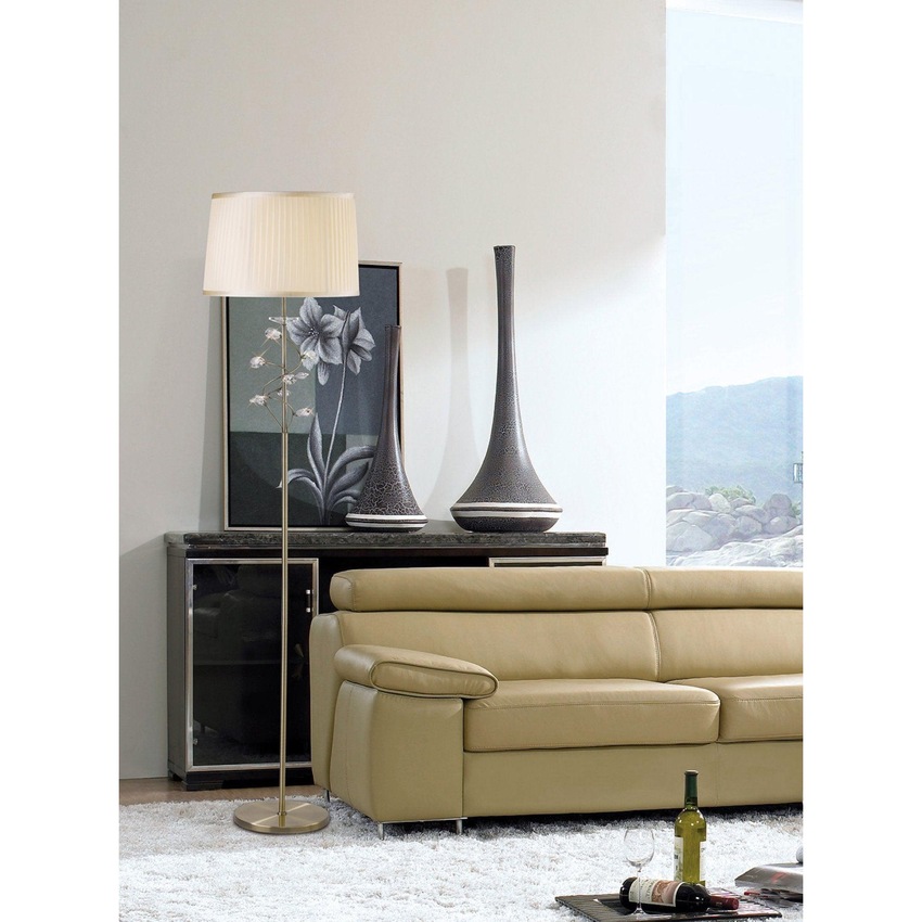 Photograph: Diyas Willow IL31224 Antique Brass Crystal Floor Lamp Complete With Cream Shade