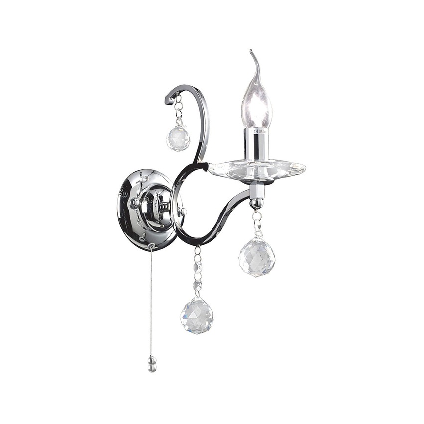 Photograph: Diyas Zinta IL30121 Polished Chrome 1 Light Crystal Wall Light