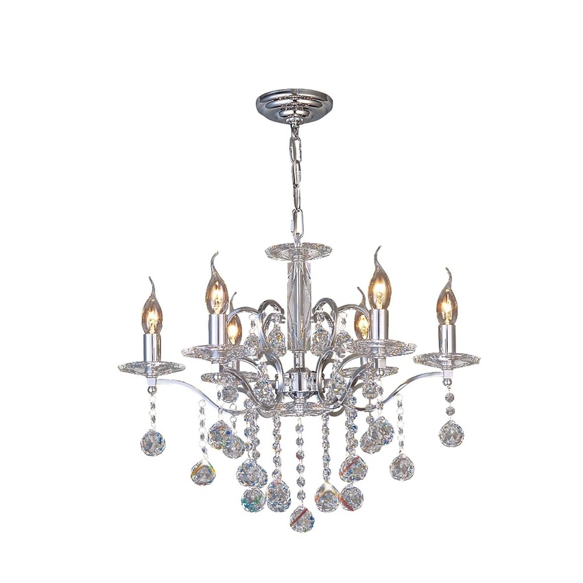 Photograph: Diyas Zinta IL30126 Polished Chrome 6 Light Crystal Chandelier