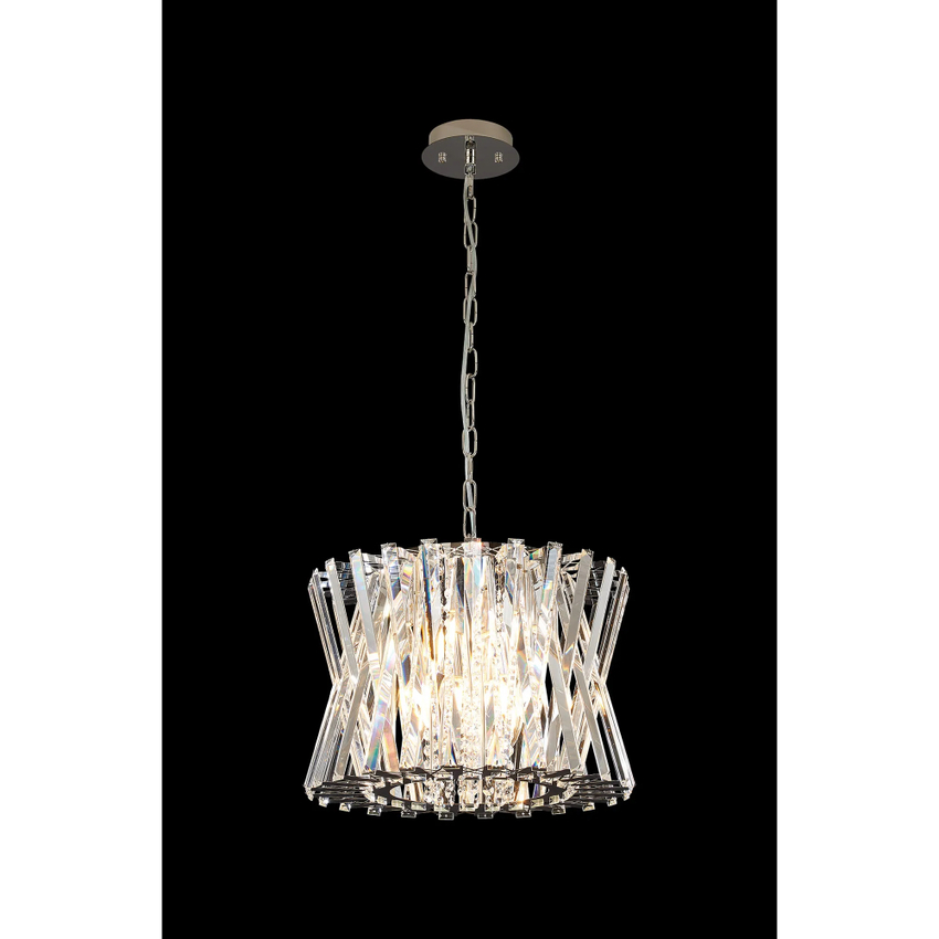 Photograph: Efal 43cm Polished Nickel/Clear Crystal Round 8 Light Pendant