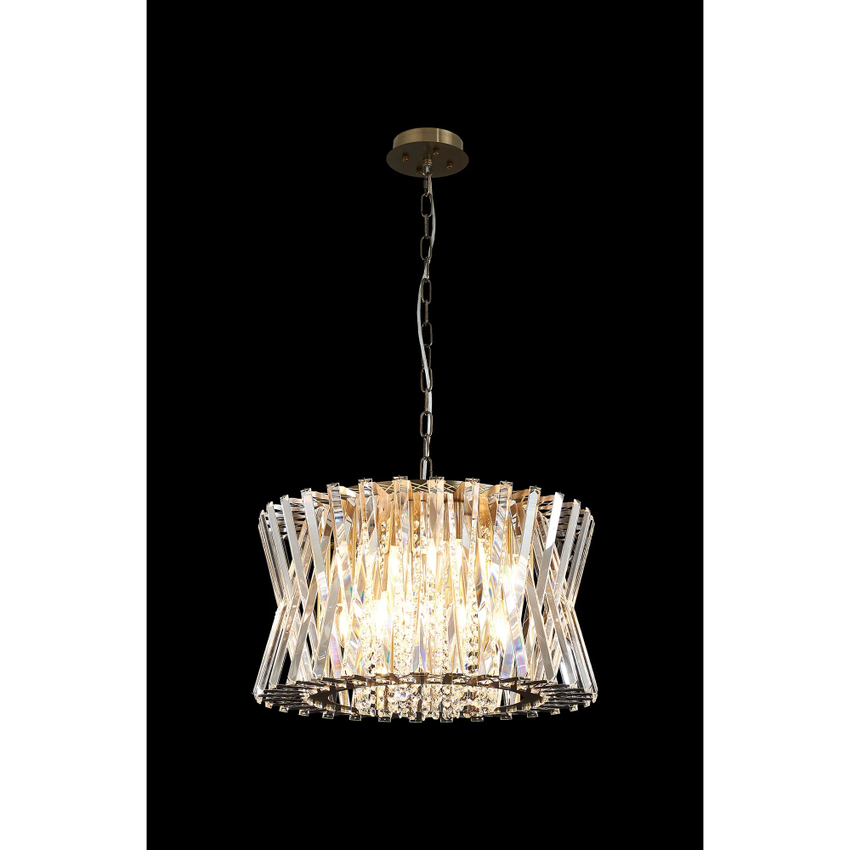 Photograph: Efal 54cm Antique Brass/Clear Crystal Round Large 12 Light Pendant
