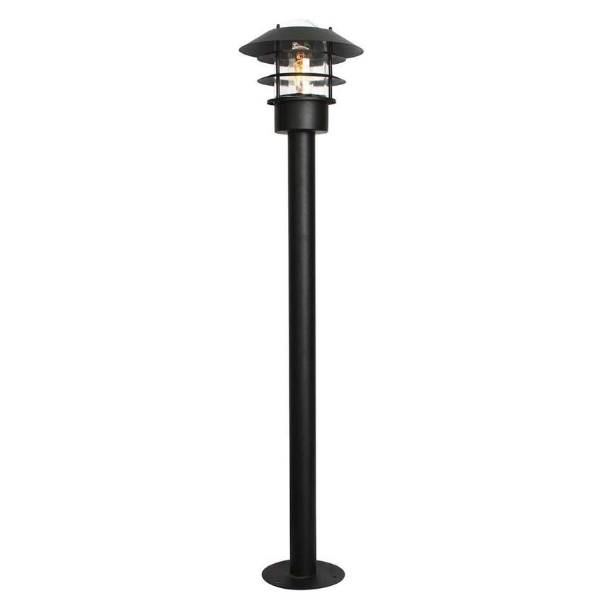 Photograph: Elstead Helsingor Black Bollard Light With Clear Glass- IP44 - Coastal Suitable