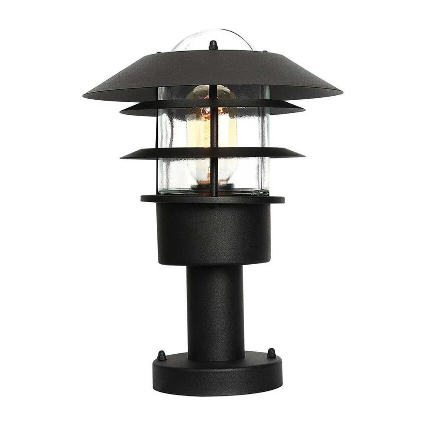 Photograph: Elstead Helsingor Black Pedestal Light With Clear Glass- IP44 - Coastal Suitable