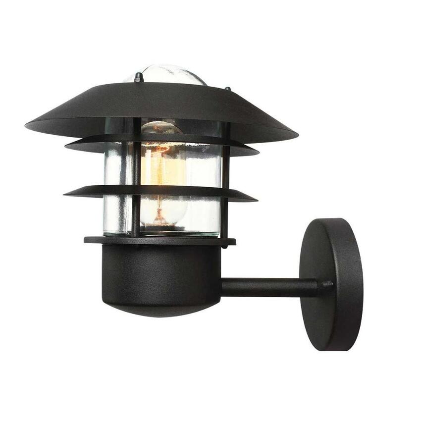 Photograph: Elstead Helsingor Black Wall Light With Clear Glass- IP44 - Coastal Suitable