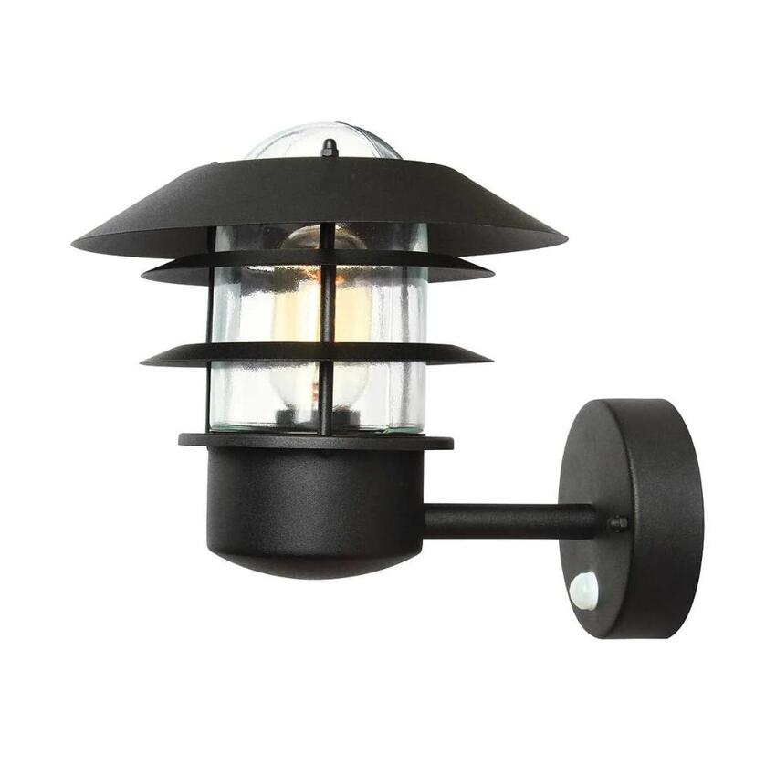 Photograph: Elstead Helsingor Black Wall Light With Pir Sensor And Clear Glass - IP44 - Coastal Suitable