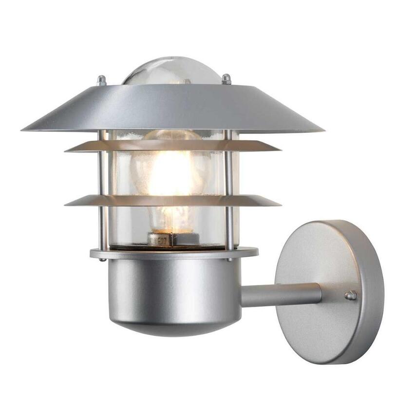 Photograph: Elstead Helsingor Silver Wall Light With Clear Glass- IP44 - Coastal Suitable