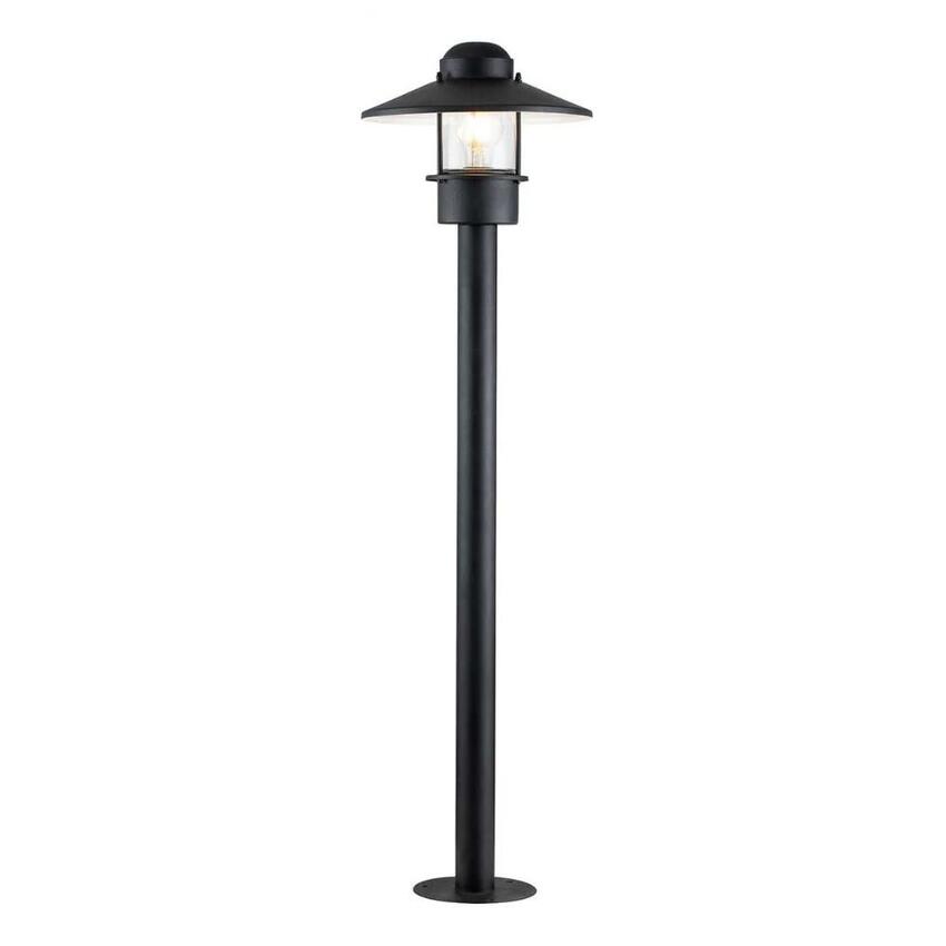 Photograph: Elstead Klampenborg Black Outdoor Bollard Light With Clear Glass - IP44 - Coastal Suitable