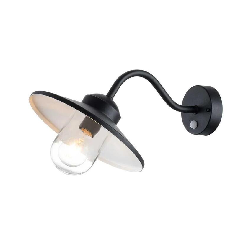 Photograph: Elstead Klampenborg Black Outdoor Wall Light With Pir Sensor And Clear Glass - IP44 - Coastal Suitable