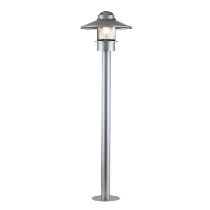 Photograph: Elstead Klampenborg Silver Outdoor Bollard Light With Clear Glass - IP44 - Coastal Suitable