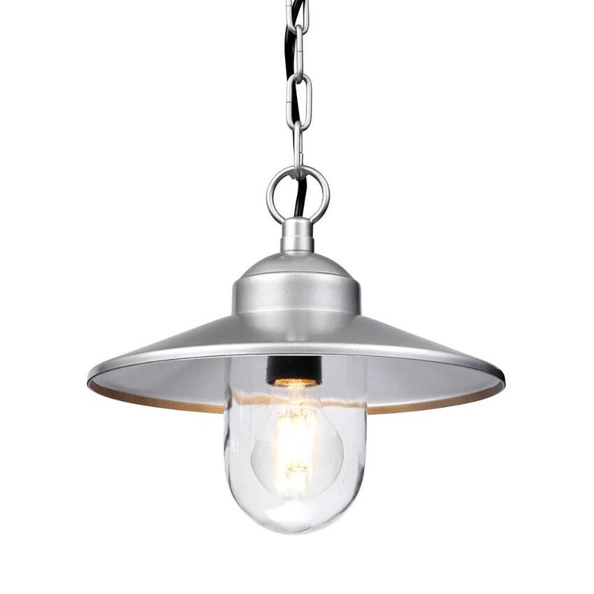 Photograph: Elstead Klampenborg Silver Outdoor Pendant Light With Clear Glass - IP44 - Coastal Suitable