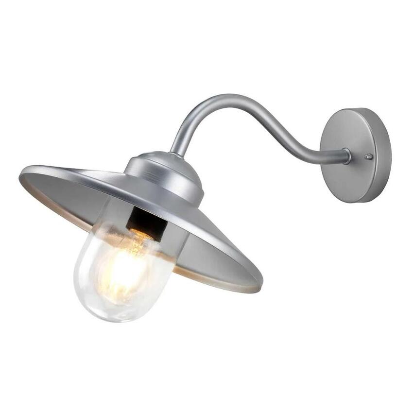 Photograph: Elstead Klampenborg Silver Outdoor Wall Light With Clear Glass - IP44 - Coastal Suitable