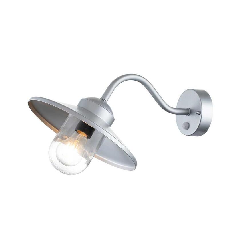 Photograph: Elstead Klampenborg Silver Outdoor Wall Light With Pir Sensor And Clear Glass - IP44 - Coastal Suitable