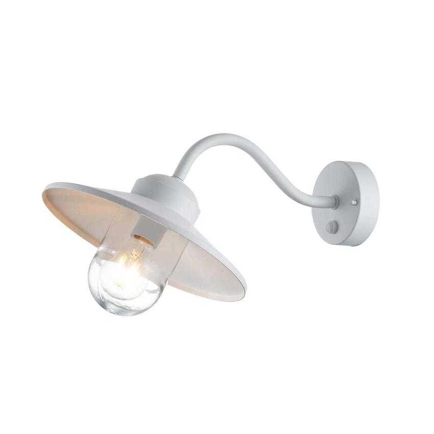 Photograph: Elstead Klampenborg White Outdoor Wall Light With Pir Sensor And Clear Glass - IP44 - Coastal Suitable