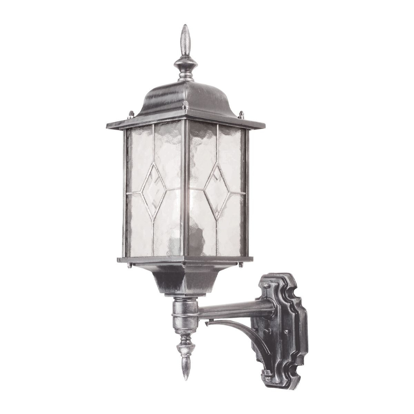 Photograph: Elstead Wexford Aluminium Outdoor Upward Facing Wall Lantern Complete With Leaded Glass - IP44