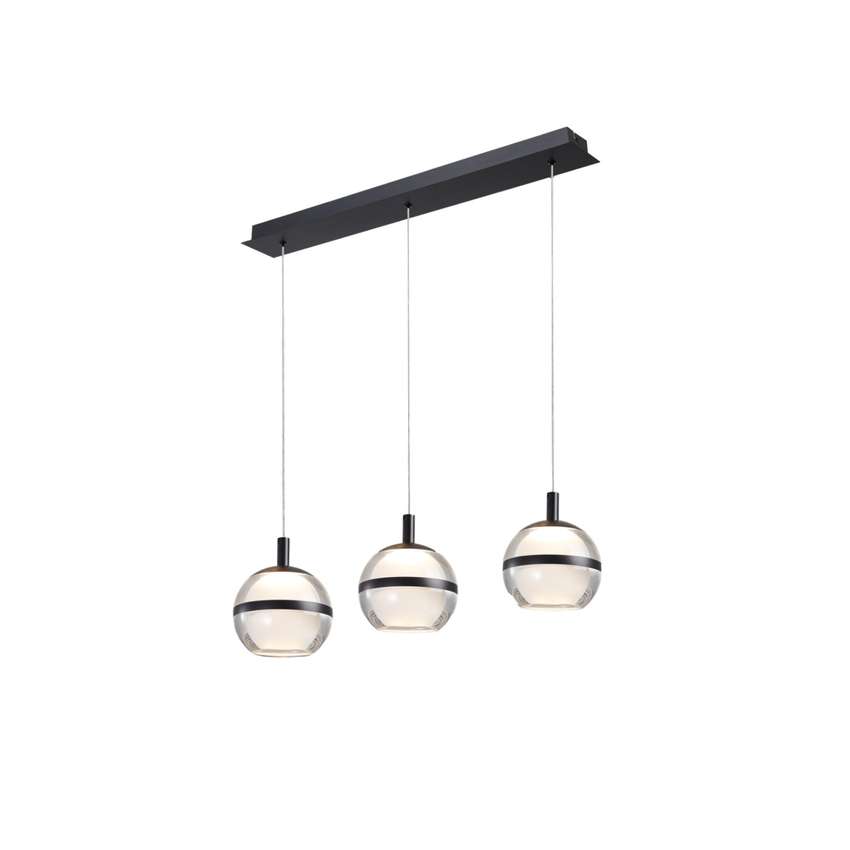 Photograph: Everly Black Finish 3 Light Led Linear Bar Pendant Light - 3500K
