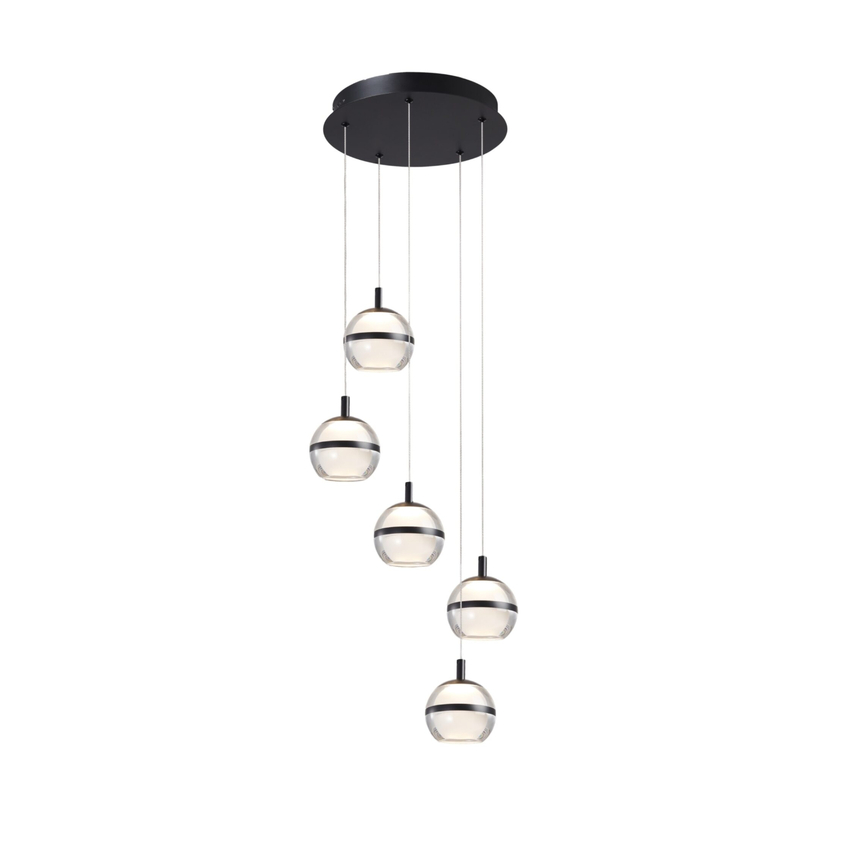 Photograph: Everly Black Finish 5 Light Led Cluster Pendant Light - 3500K
