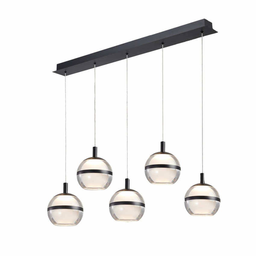 Photograph: Everly Black Finish 5 Light Led Linear Bar Pendant Light - 3500K