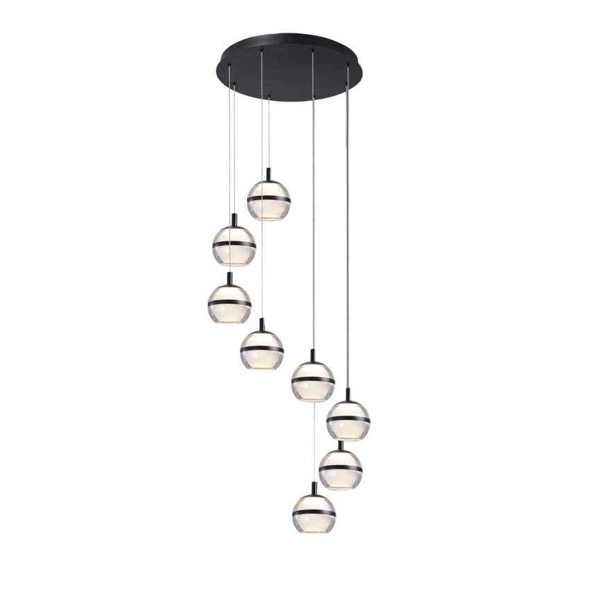 Photograph: Everly Black Finish 8 Light Led Cluster Pendant Light - 3500K