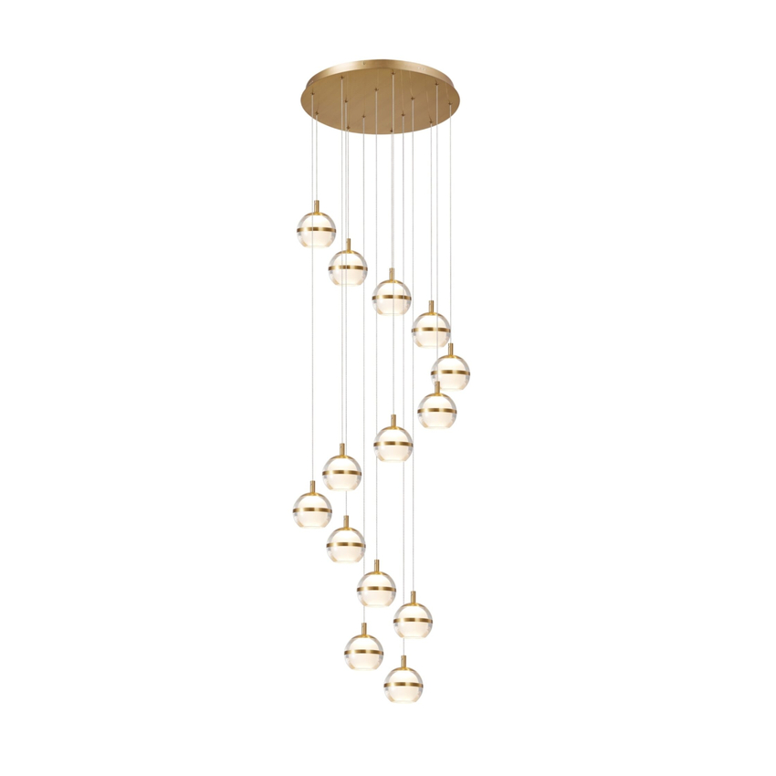 Photograph: Everly Gold Finish 14 Light Led Cluster Pendant Light - 3500K