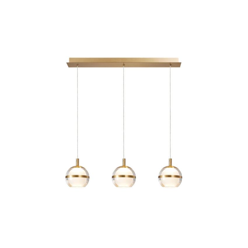 Photograph: Everly Gold Finish 3 Light Led Linear Bar Pendant Light - 3500K