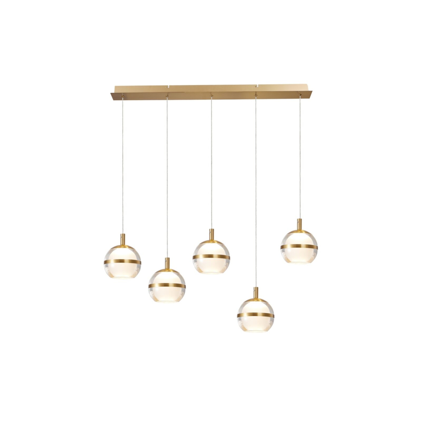 Photograph: Everly Gold Finish 5 Light Led Linear Bar Pendant Light - 3500K
