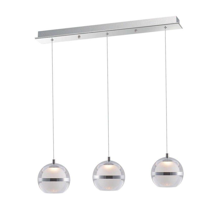 Photograph: Everly Polished Chrome 3 Light Led Linear Bar Pendant - 3000K