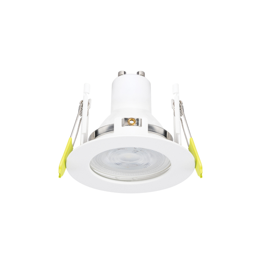 Photograph: Evofire Midi Ultra Slim 72mm White Round Fixed Fire Rated Ip65 Downlight - 60mm Cut Out  - Gu10